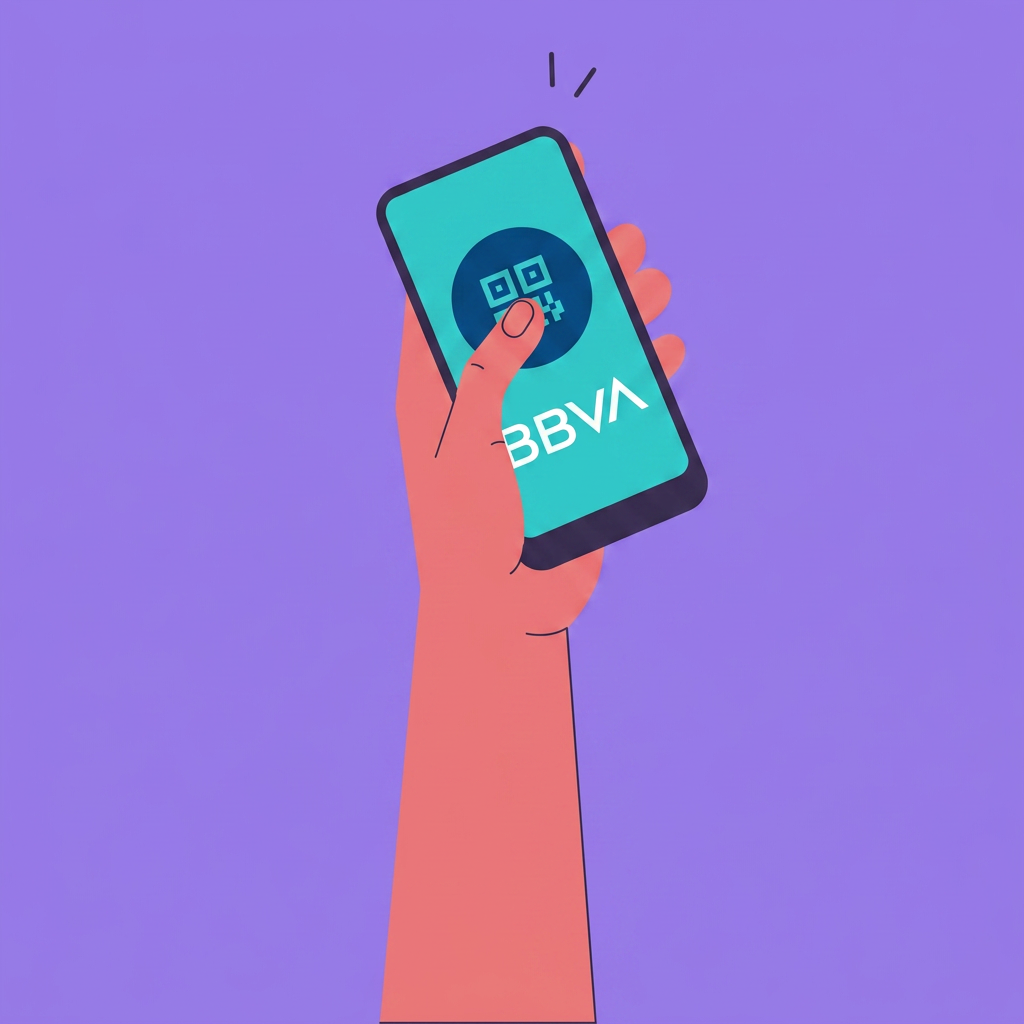 Hand holding a phone with the MODO QR scanner open